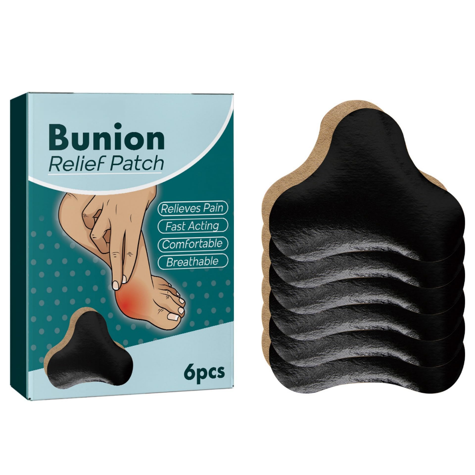 JDLYEVERBunion Relief Patch 6-Pack Toe Alignment Correction, Natural and Herbal Ingredients, Easy to Apply and Comfortable, Quick and Long-Lasting Results, Promote Proper Foot Health