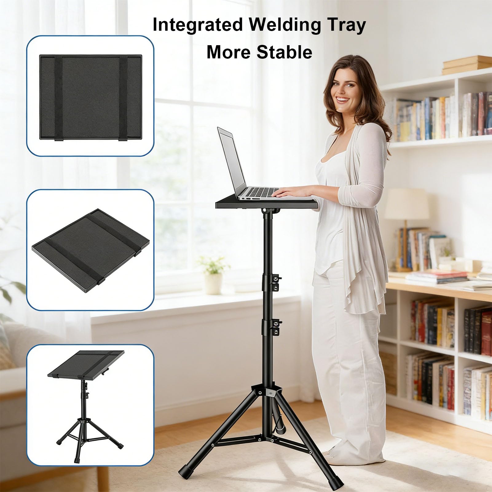 Luqeeg Support de Projecteur, Pied Rétractable en Alliage, roulettes,