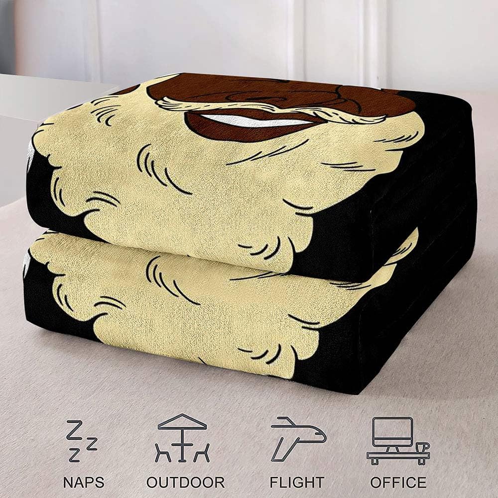 LUVIVIHOME Christmas Throw Blanket, Funny Black Santa Claus Kids Blanket, Cozy Soft Flannel Fleece for Bed, Couch, 60x80