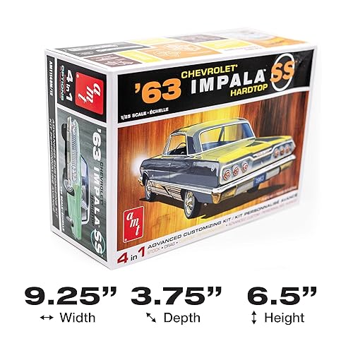 Miniatura 5 de AMT 1963 Chevy Impala SS Hardtop - Kit de modelo a escala 125 - Vehículos vintage construibles para niños y adultos