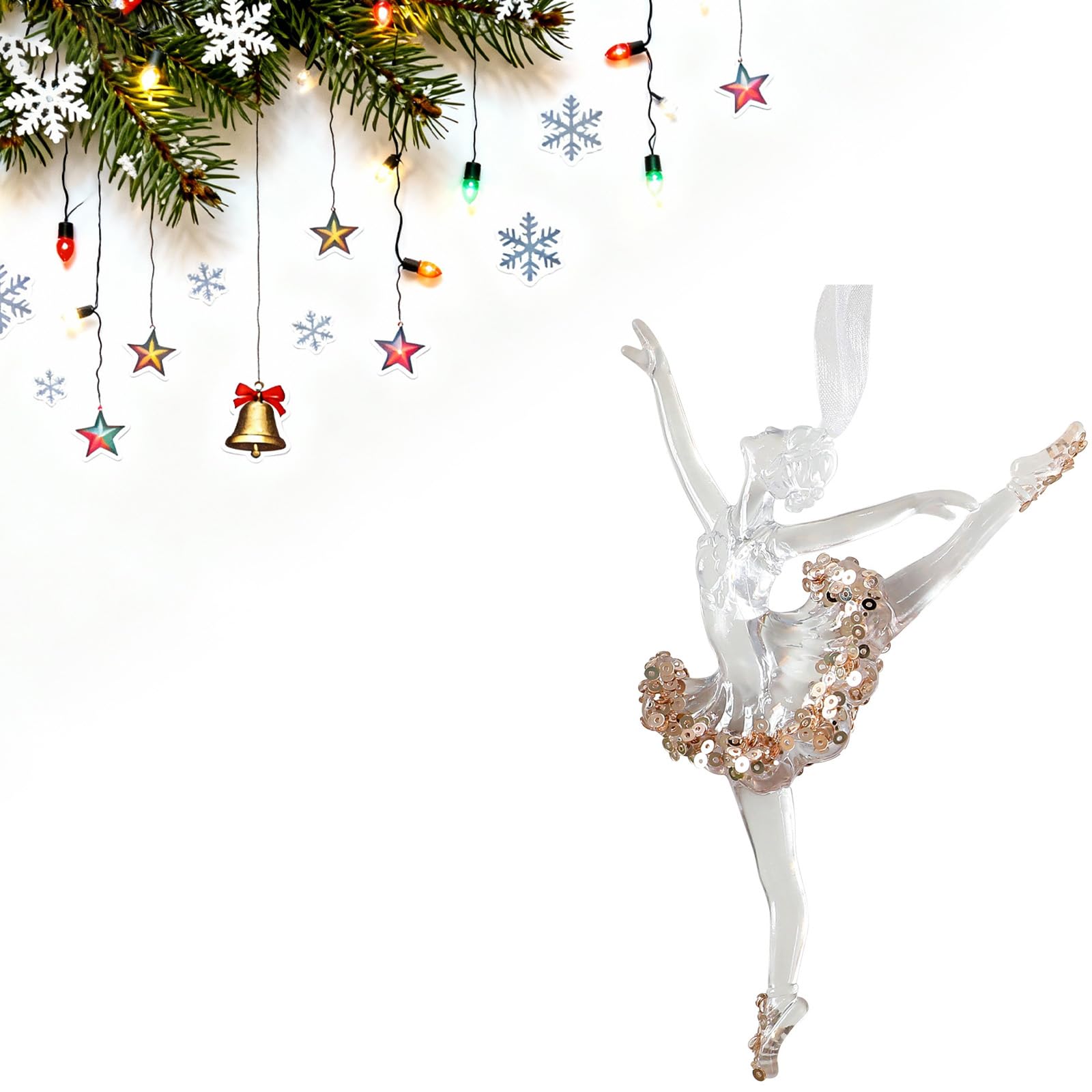 KAQNTUD Reusable Transparent Acrylic Snowflakes Ornament with Design for Holiday Decoration Sustainable Festive Acrylic Hanging Decoration