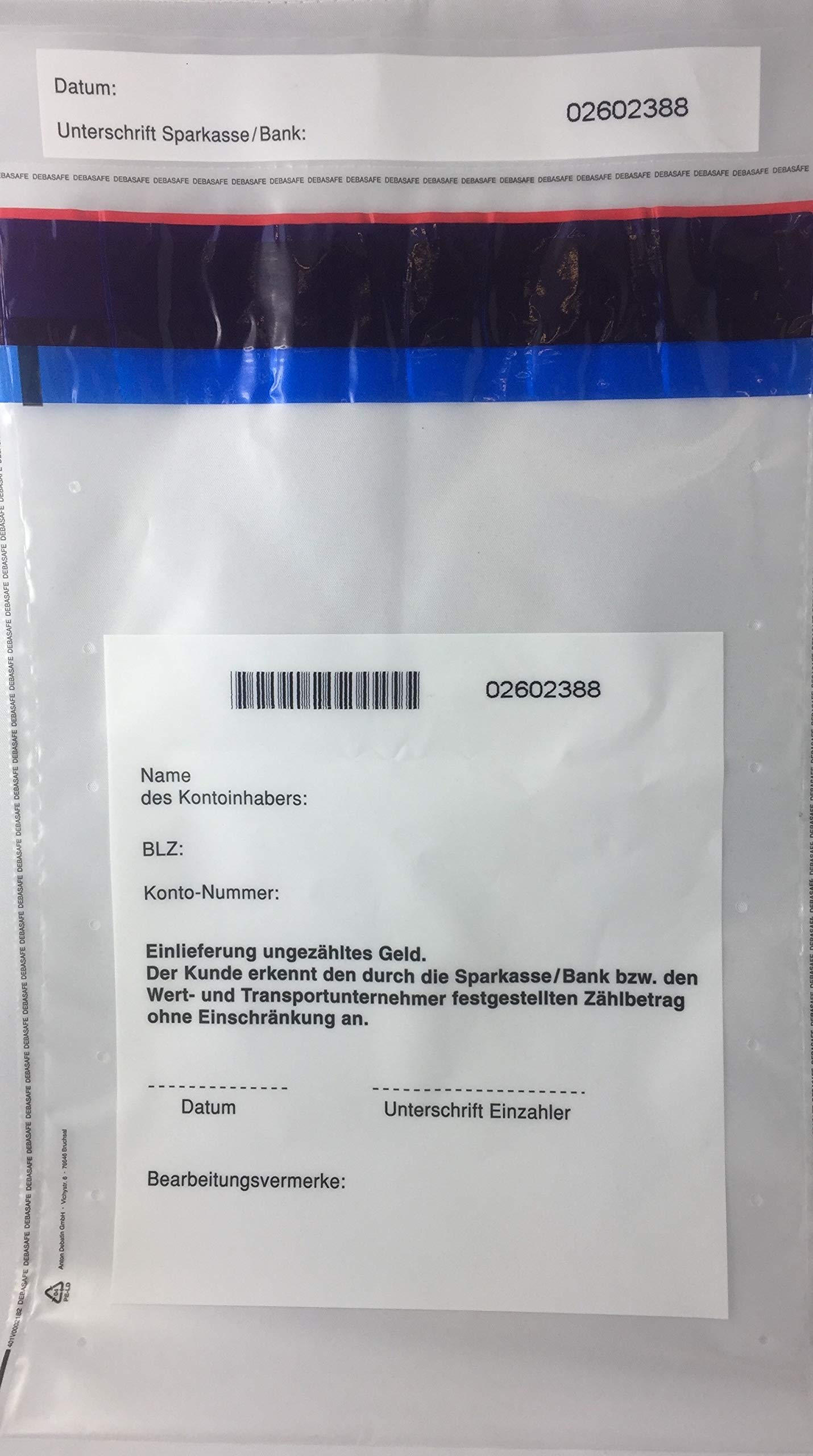 500 x Münzgeldtaschen: 220 x 340 + 30 mm Bon, transparent, Safebags, Sicherheitstasche
