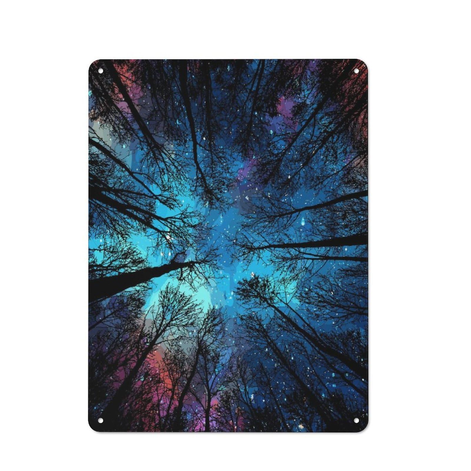 Junmoney Night Forest Vintage Tin Sign 40X30cm Featuring For Workshop Wall, Gift For Metal Sign Collectors During The Christmas Season