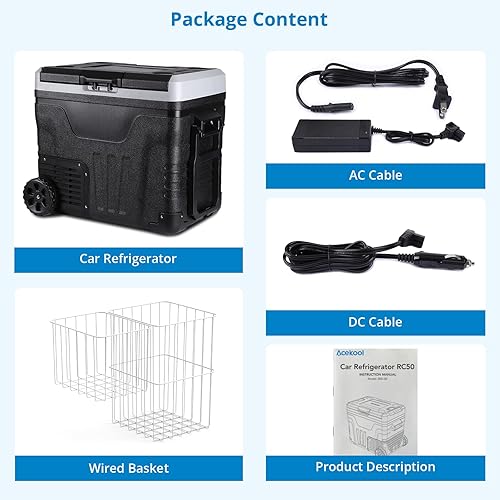Miniatura 7 de Refrigerador de coche de 12 voltios, 53 cuartos de galón, congelador portátil, enfriador eléctrico, refrigerador para automóvil -4℉-68℉, enfriador
