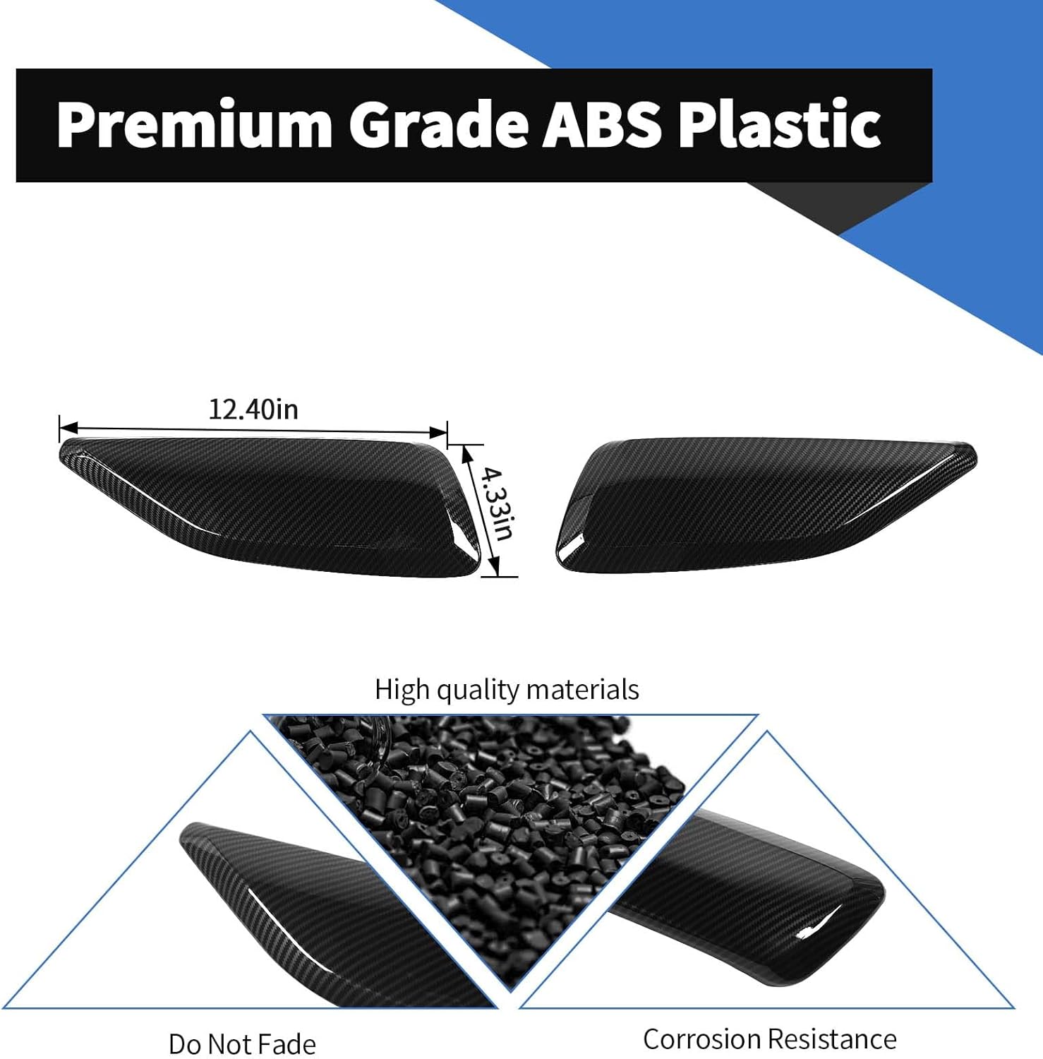 Voodonala for Chevy Camaro 2016-2024 Front Door Car Door Panel Cover Compatible with Chevrolet Camaro 2016-2024 (Carbon Fiber Black,2pcs,ABS)