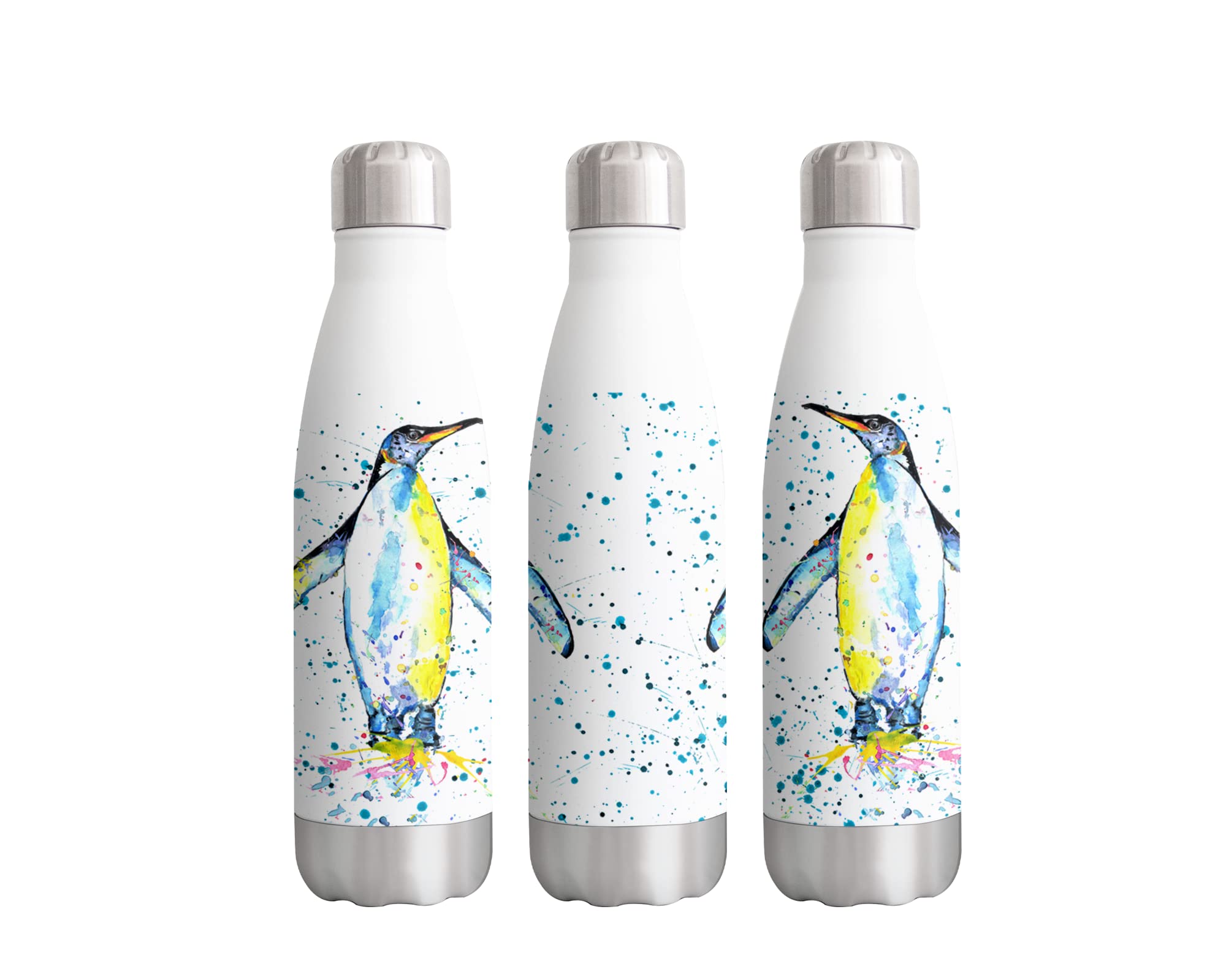 Penguin Bird Watercolour Rainbow Art Bottle 500ml col hot drinks