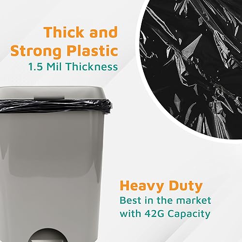 Miniatura 9 de PlasticMill Bolsas de basura resistentes  Bolsas de basura negras  Bolsas de basura de plástico  Bolsas de basura para cocina, baño, oficina, bolsas