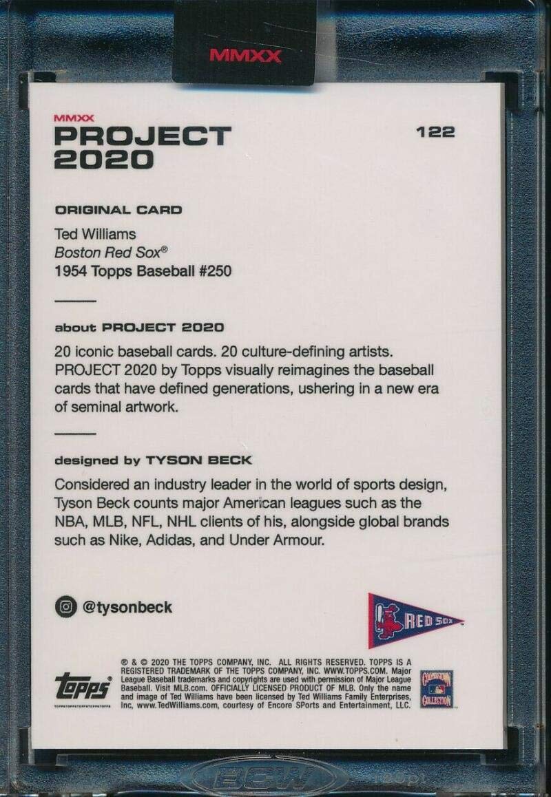 2020 Topps Project 2020 Baseball #122 Ted Williams Boston Red Sox by Artist Tyson Beck 1954 Topps Online Exclusive Limited Production
