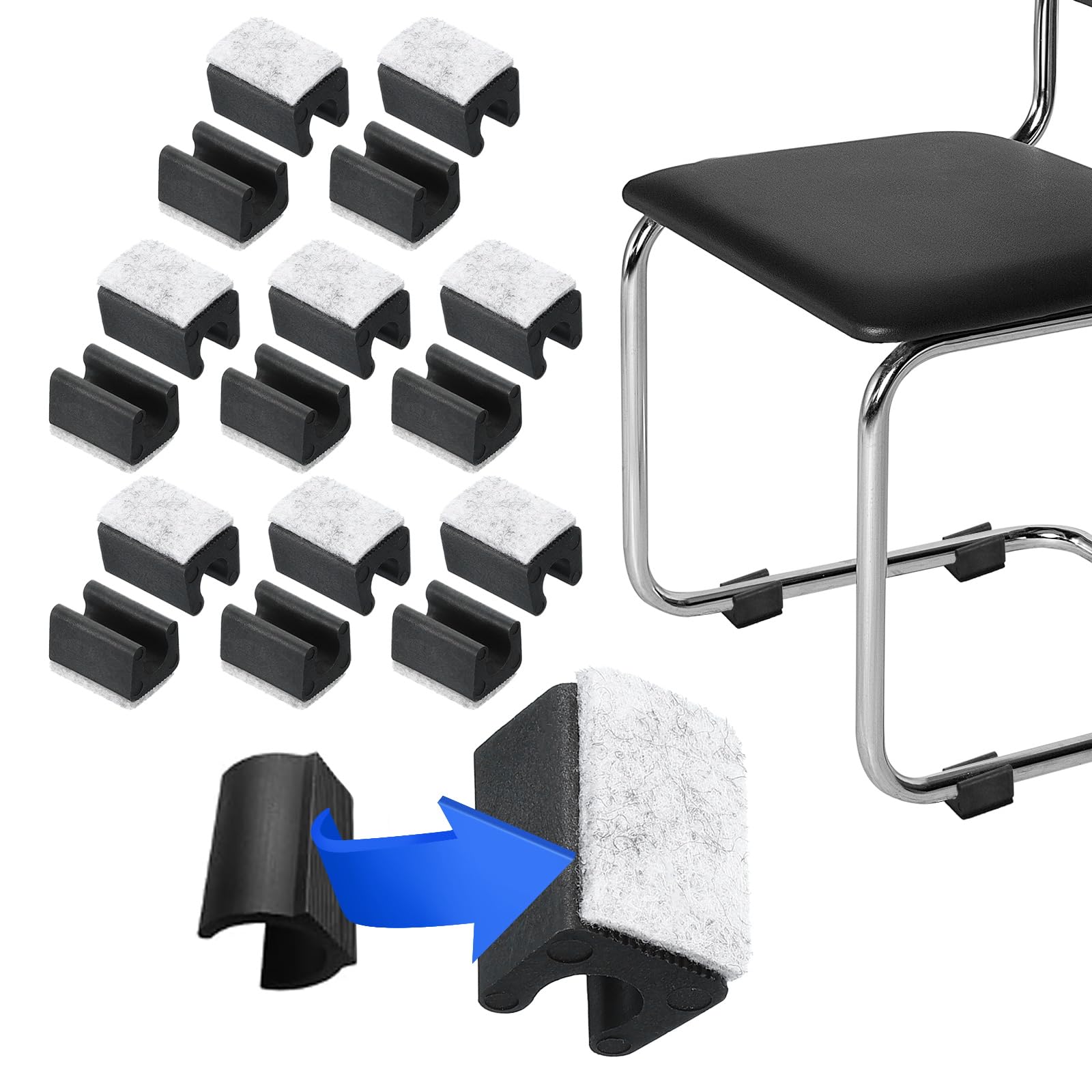 PATIKIL Rectangle U Shaped Chair Leg Tips Caps with Felt Pads