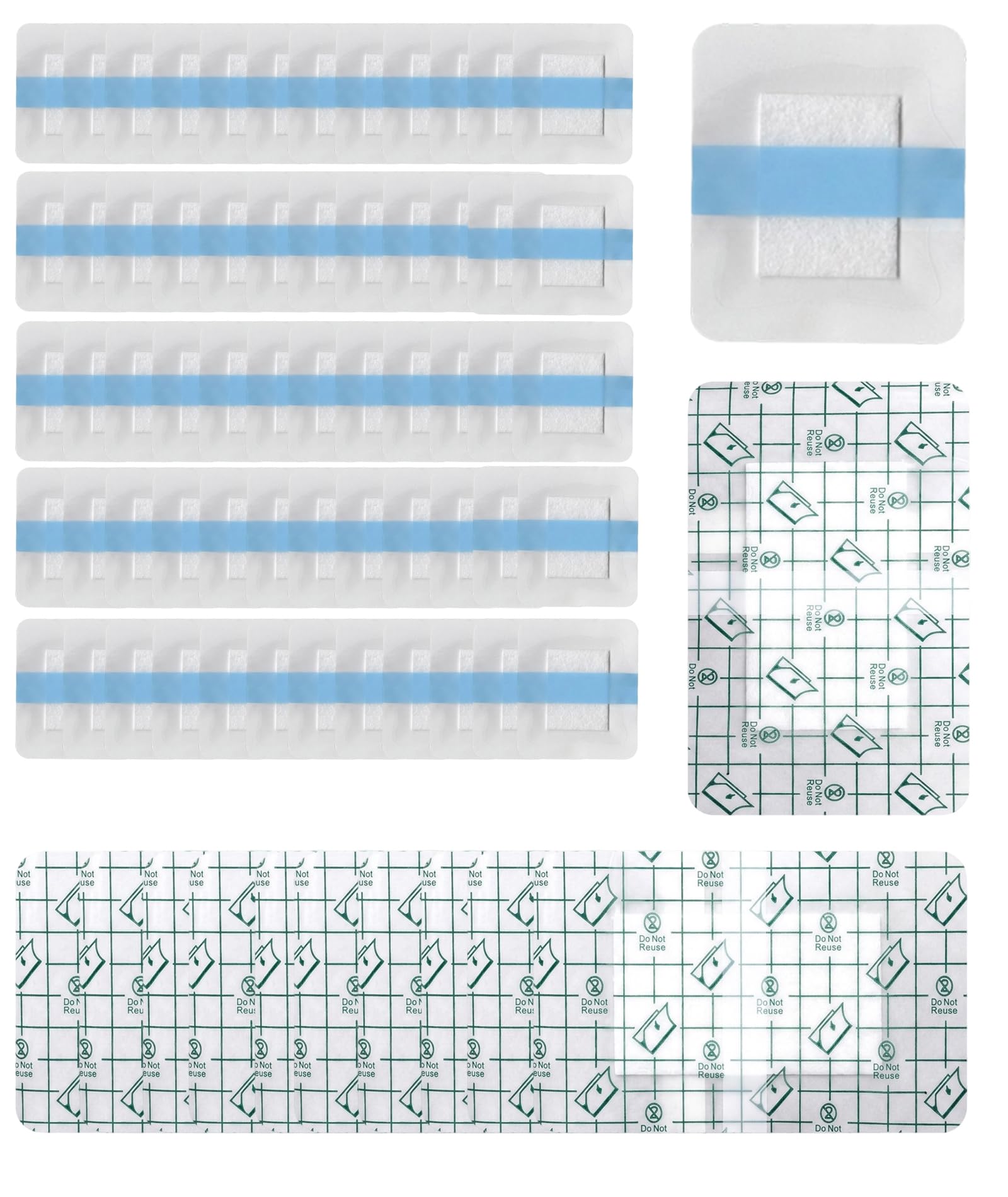 70 PCS Hydrocolloid Bandage, Waterproof Bandage, Silicone Foam Dressing 15x9cm Wound Dressing with Border Adhesive Waterproof Central Ultra Absorbent-Foam Square Hydrocolloid Roll, Bed Sore Dressing-image-47