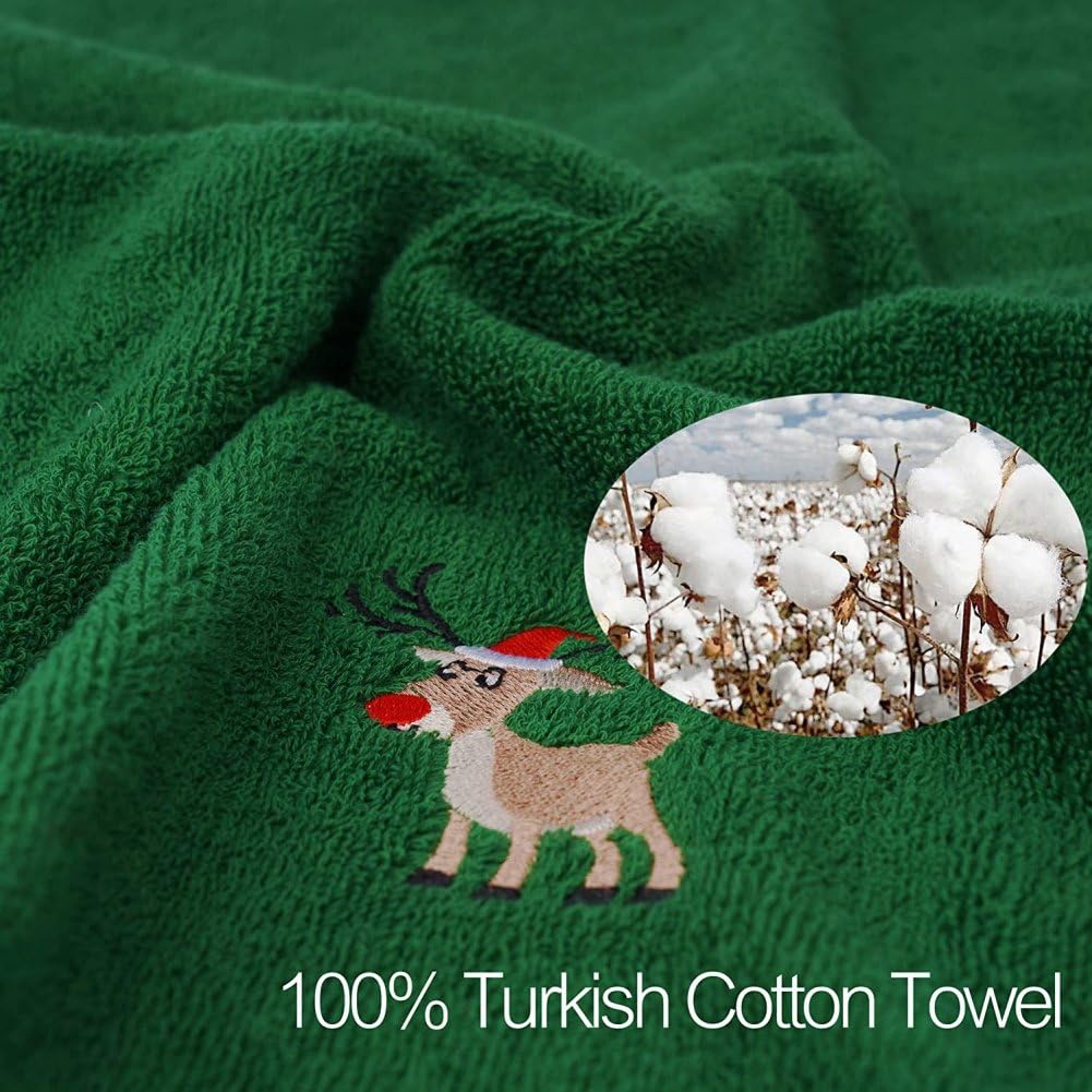 Toalla De Baño De Invierno Con Diseño De Reno Y Copos De Nieve - 76 X 38 Cm, Microfibra, Lavable A Máquina