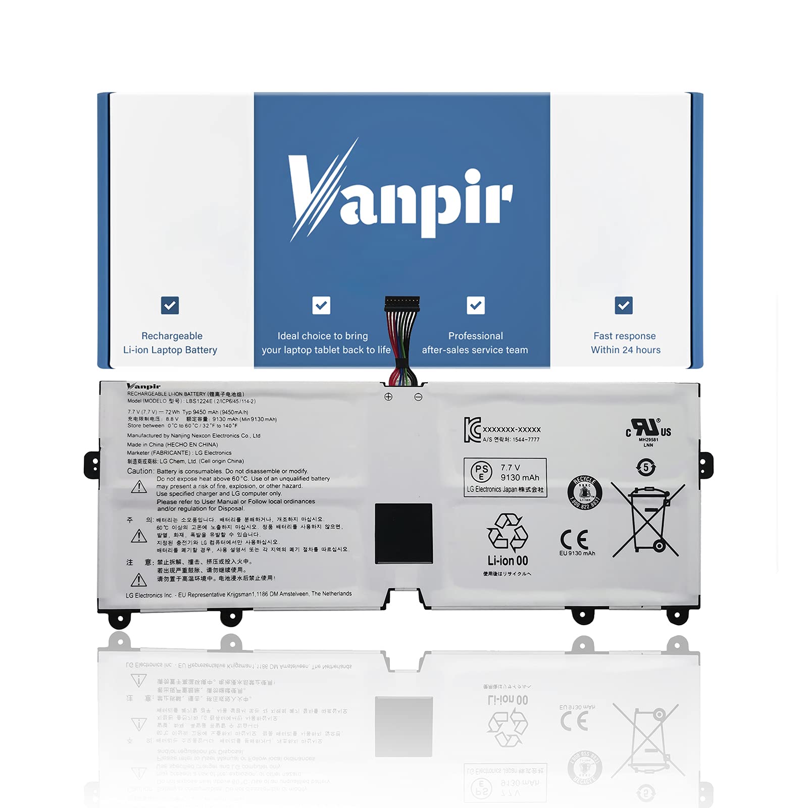 Vanpir LBS1224E Laptop Battery Compatible with LG Gram 2018 13Z980 14Z980 15Z980 15Z990 Series Noteb