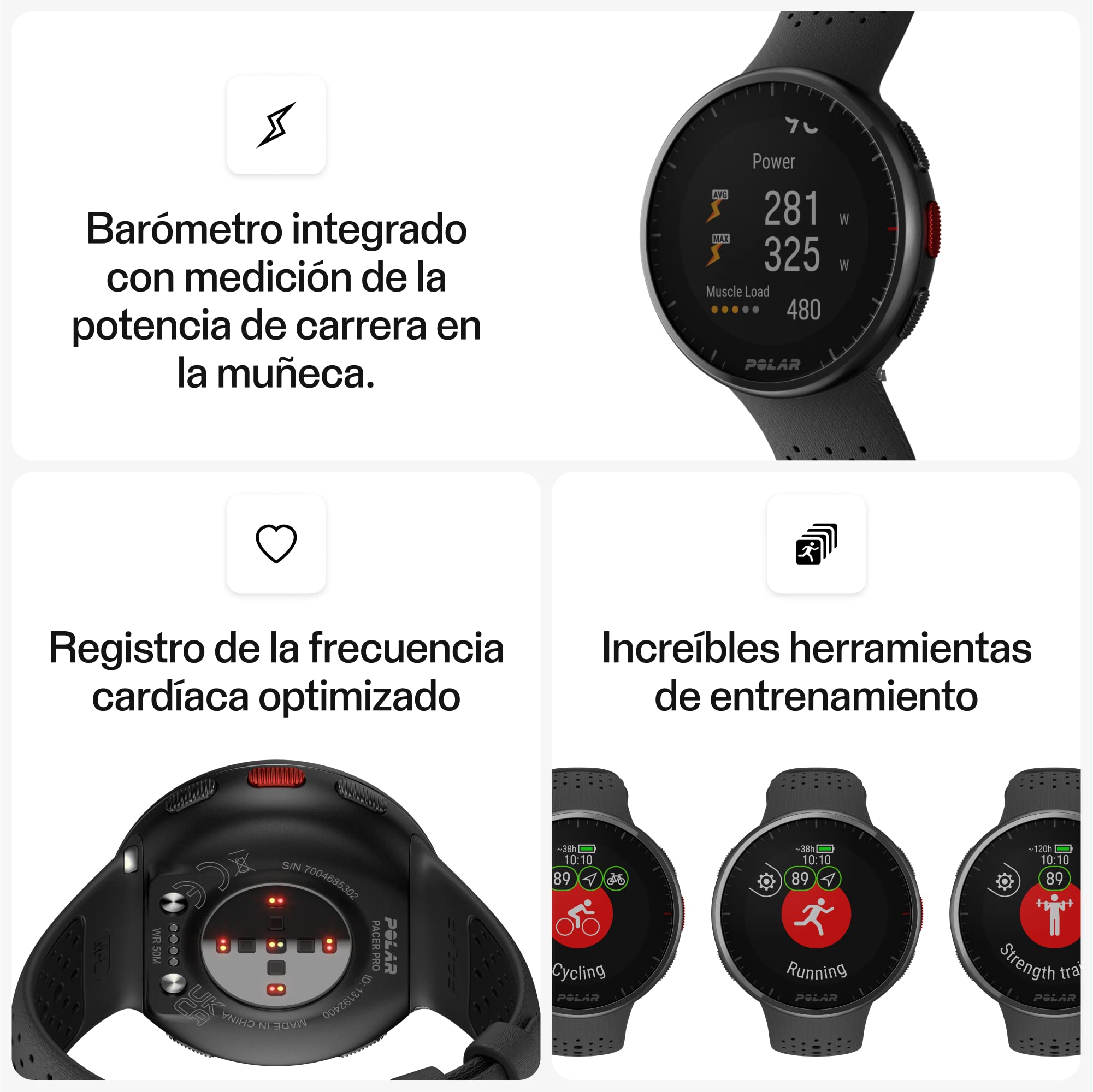 Polar Pacer Pro Reloj Deportivo con GPS Avanzado, Monitor de Frecuencia Cardíaca, Smart Watch para Hombre y Mujer