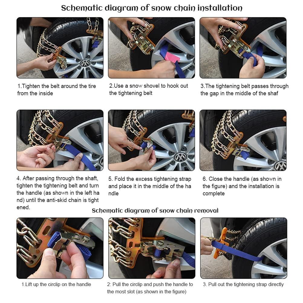 Cadenas de Nieve Cadenas de Neumáticos Antideslizantes para Automóviles SUV Camiones (M)