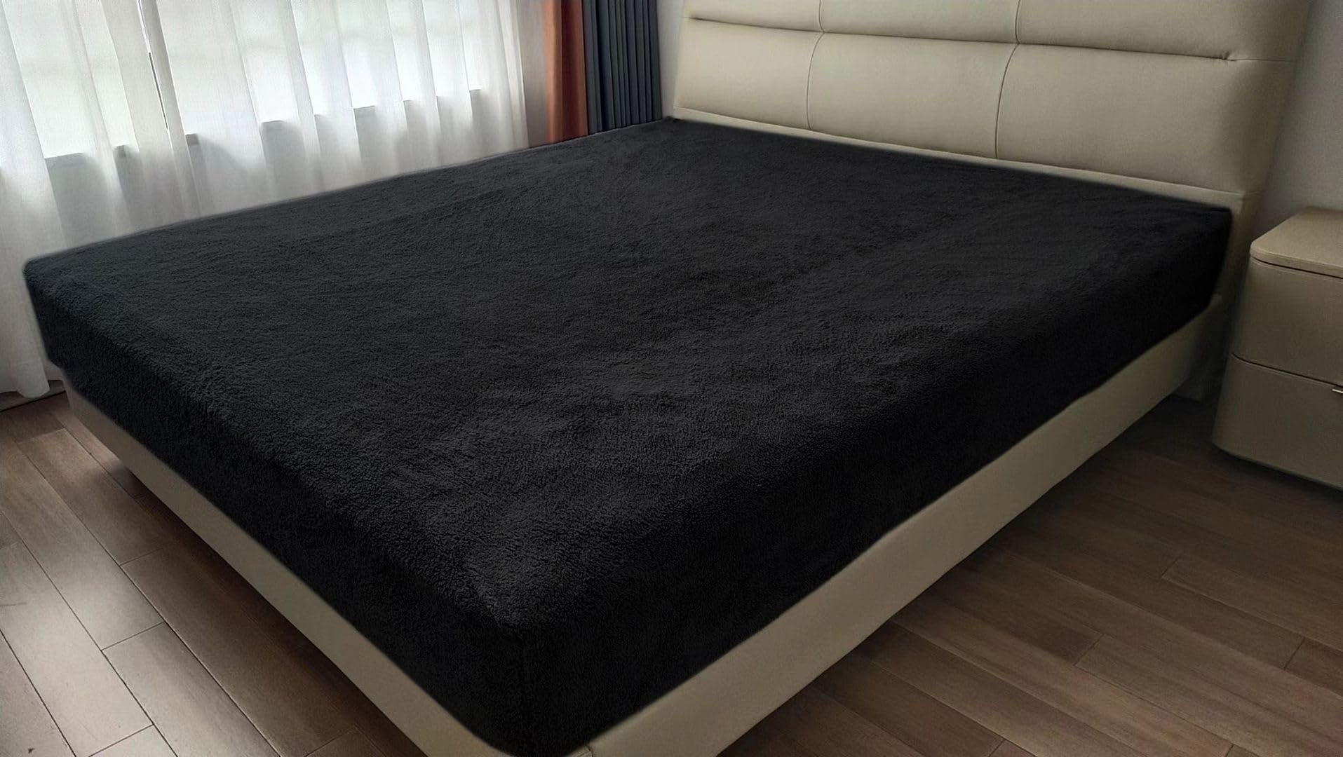 John Aird Black Teddy Fleece Fitted Bed Sheet Sort Warm Fluffy Thermal Bedding (, Double)