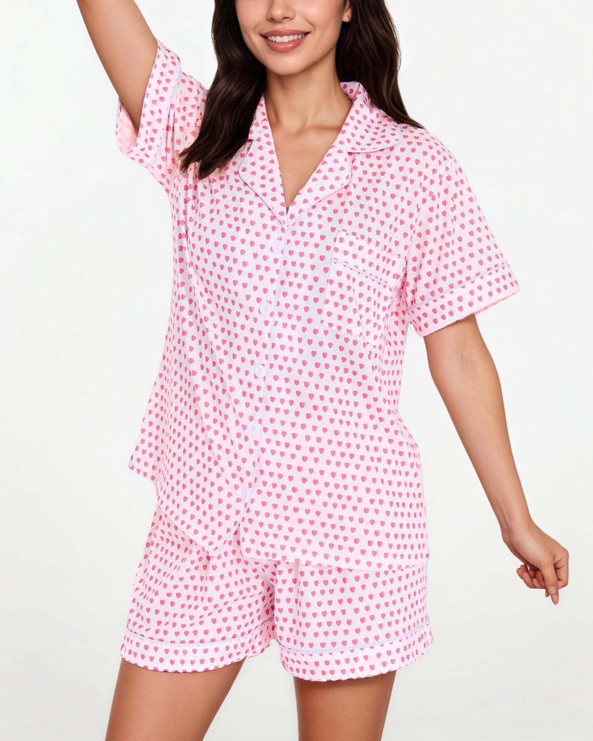 Women's Pajamas Set Button Down Ladies Summer Pajamas Monkey Printed Sleepwear Short Sleeve 2 Pc Pjs for Birthday Gift - Image 6