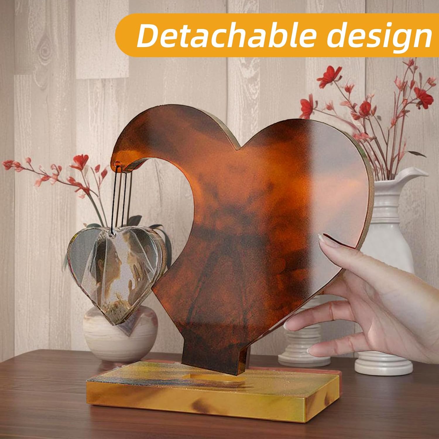 Ymapinc Resin Heart Mold, One Big and One Small Resin Heart Molds Silicone