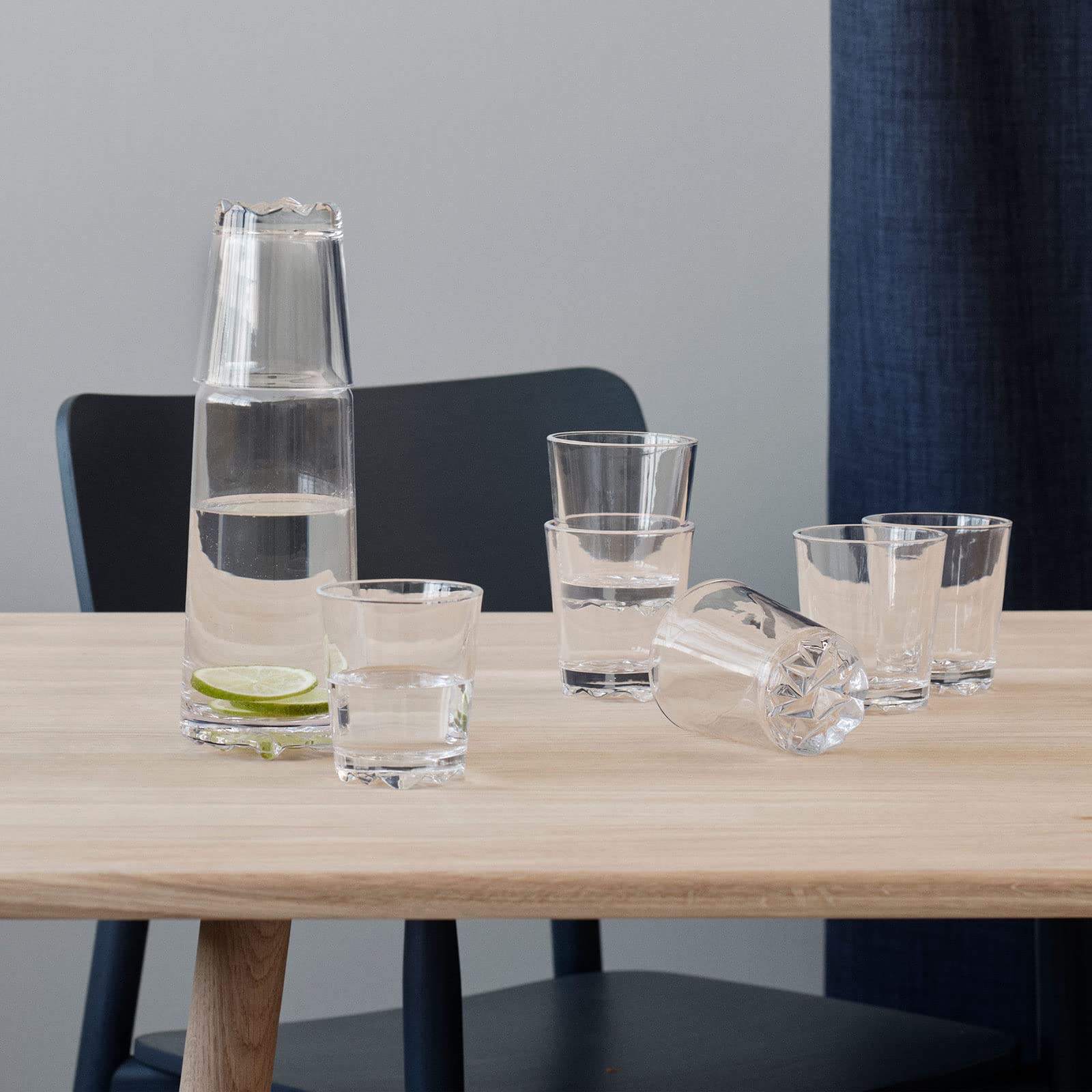 Stelton Carafe Glacier con Vaso para Beber, Jarra de Agua, Jarra, Vidrio Transparente 1 L