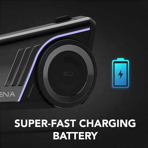 Sena 60S Motorcycle Communication Headset with WAVE, Mesh 3.0, and Bluetooth Intercom, IPX7 Waterproof, 24 hr Battery, 2 km Range, 2nd Generation SOUND by Harman Kardon Helmet Comms System - 3