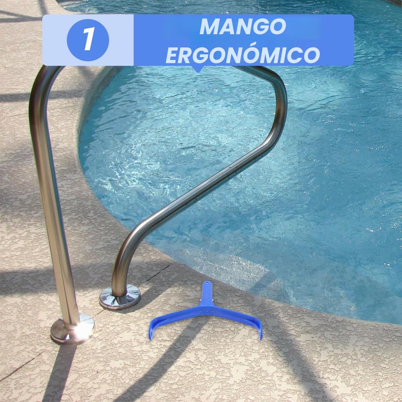 Mango para Cabezal De SuccióN De Piscina Curvado Accesorio Universal para Limpieza Eficiente Fondo De Piscina Azul Ergonomía FáCil InstalacióN