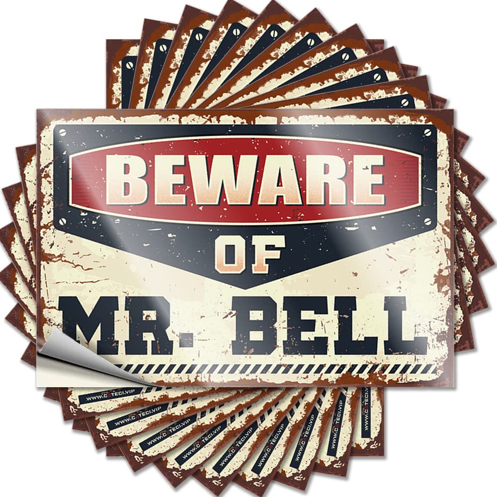 Decals Cool Vinyl Decals, Back Porch Decor Waterproof Hat Stickers for Water Bottle | Beware of Mr. Bell Perfect for Antimicrobial Laptop Decor(12X18CM)