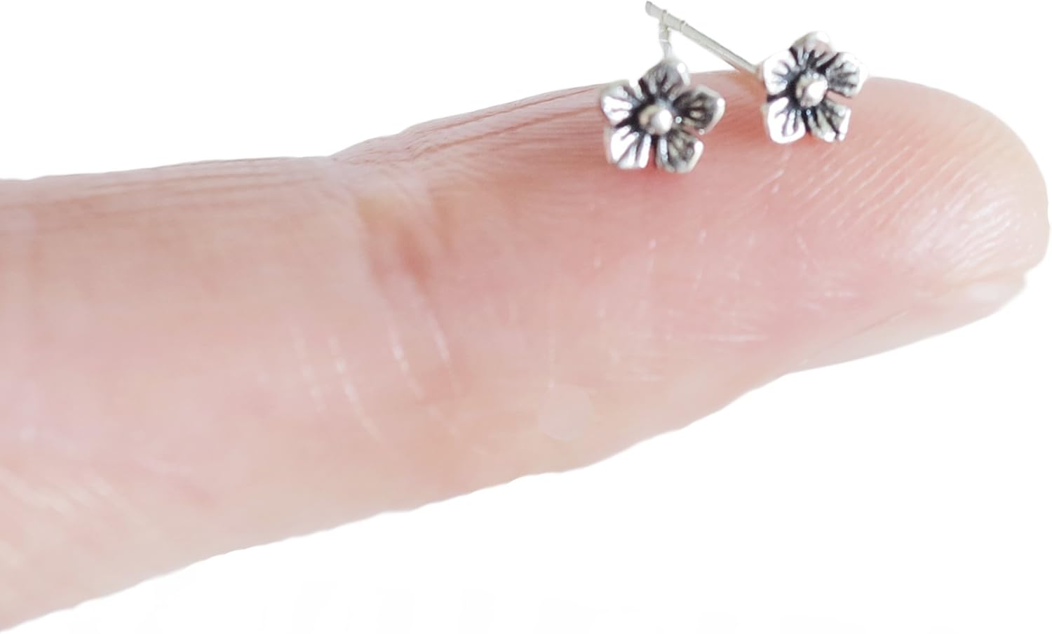925 Sterling Silver Tiny Cherry Blossom Stud Earrings Ship Within 24 hrs