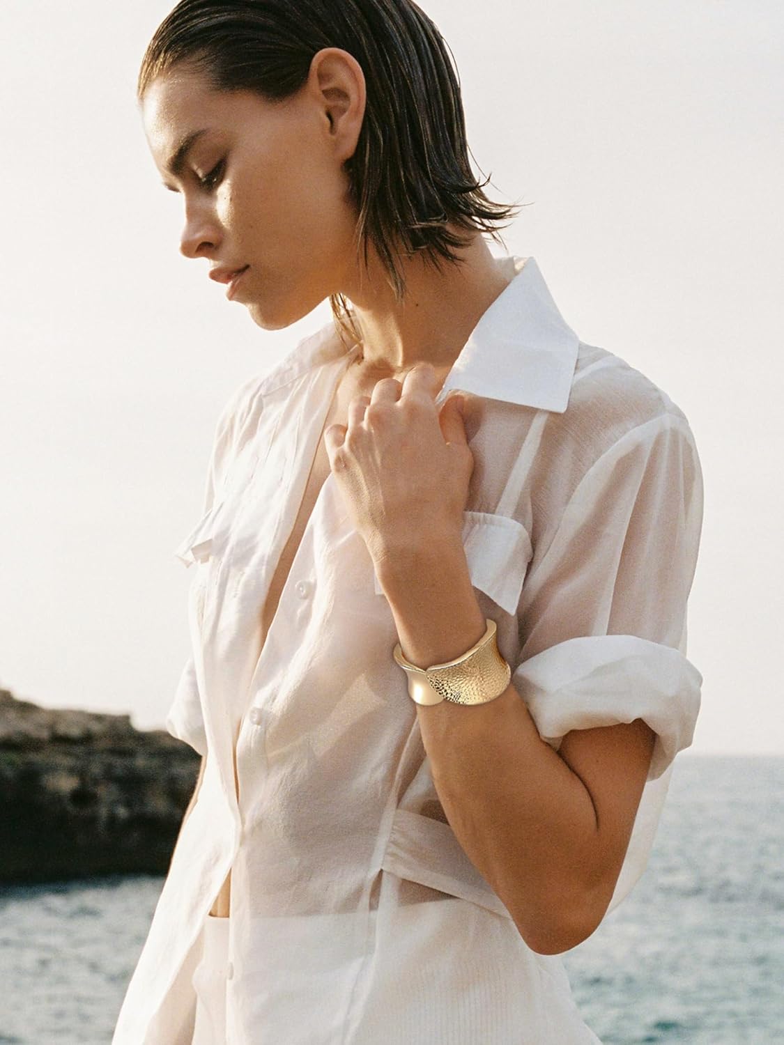 Long tiantian Gold Bangles for Women Chunky Bangle Cuff Bracelets Stack Non Tarnish Trendy Jewelry Set Gifts for Her - Image 7