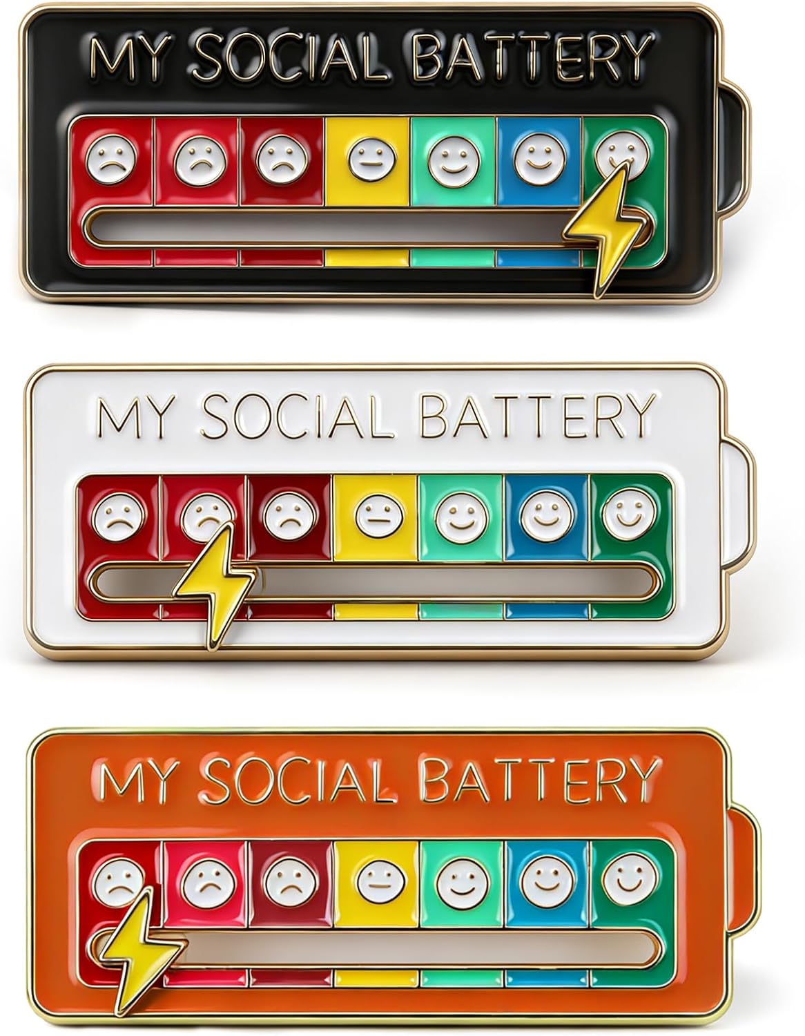 Social Battery Pin, My Social Battery Slider Pin for Introverts, Adjustable Funny Mood Tracker Enamel Pin, Cute Badge Pins for Backpacks, Bags & Clothes, Cool Funny Pins Gifts
