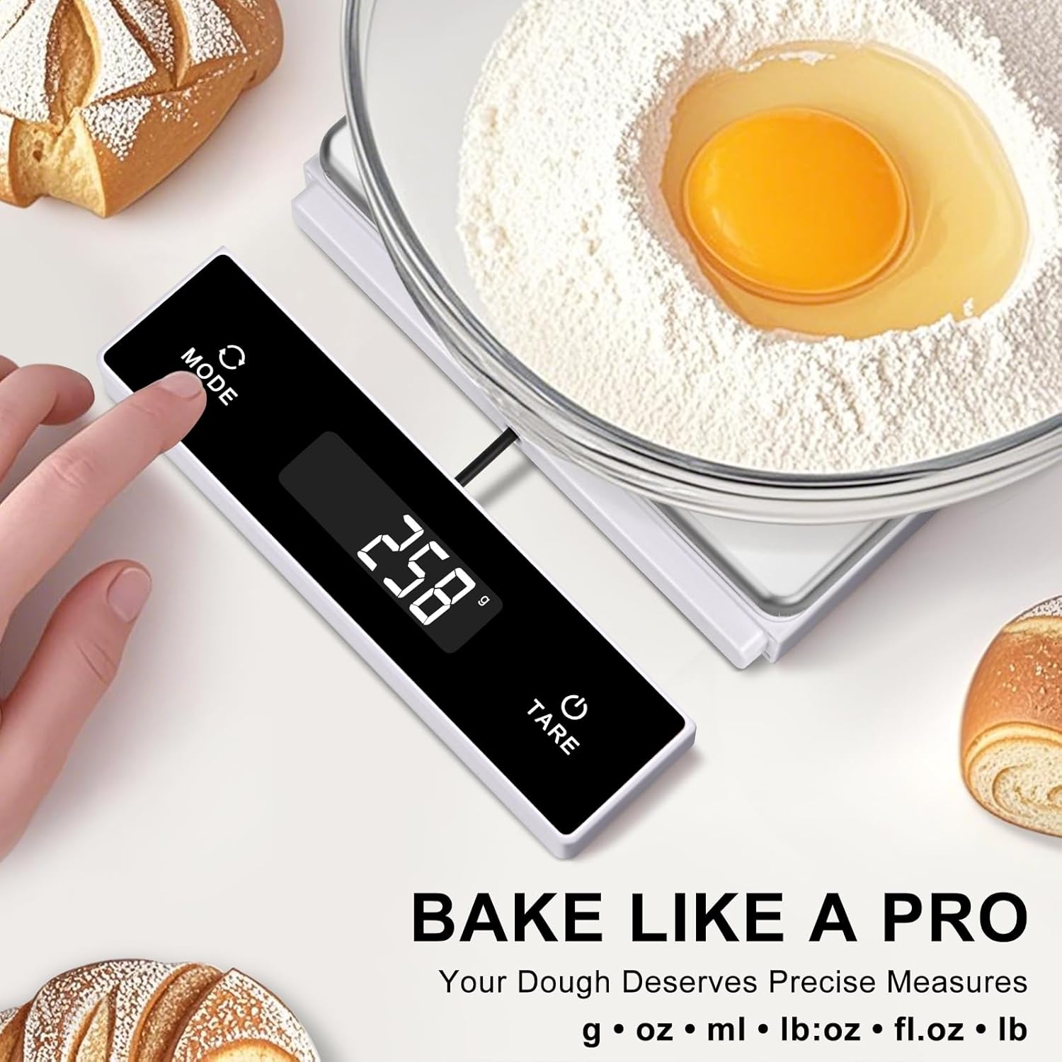 THINKSCALE Digital Kitchen Scale, 11-Pound Stainless Steel Food Scale with Pull-Out Display, 1g/0.01oz Precision for Baking, Cooking, Meal Prep, 6-Unit Conversion