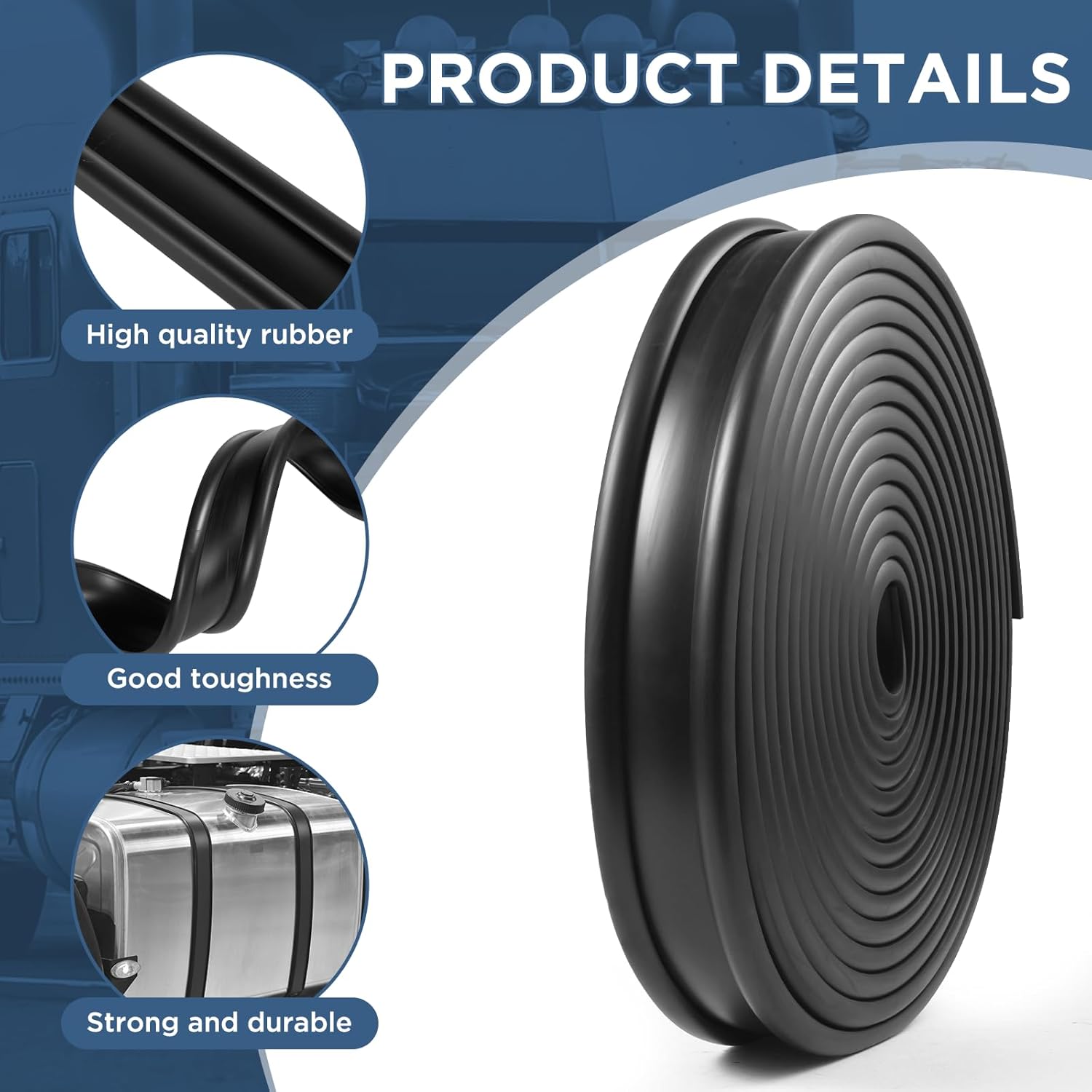 2 inches Fuel Tank Strap Isolator, Gas Tank Strap (Length 25 Feet), Fit for Most Semi-Trailer Trucks Seal