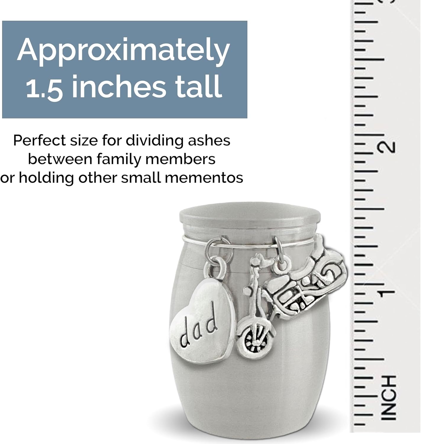 Dad Motorcycle Mini Urn Ashes Holder Biker Memorial Loss of Father Remembrance Gift for Daughter or Son Heavyweight Stainless Steel