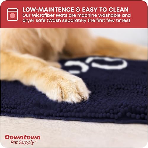 Miniatura 5 de My Doggy Place - Tapete de microfibra para perros, 36 x 26 pulgadas, color azul marino, con huella, absorbente y de secado rápido, para lavadora y