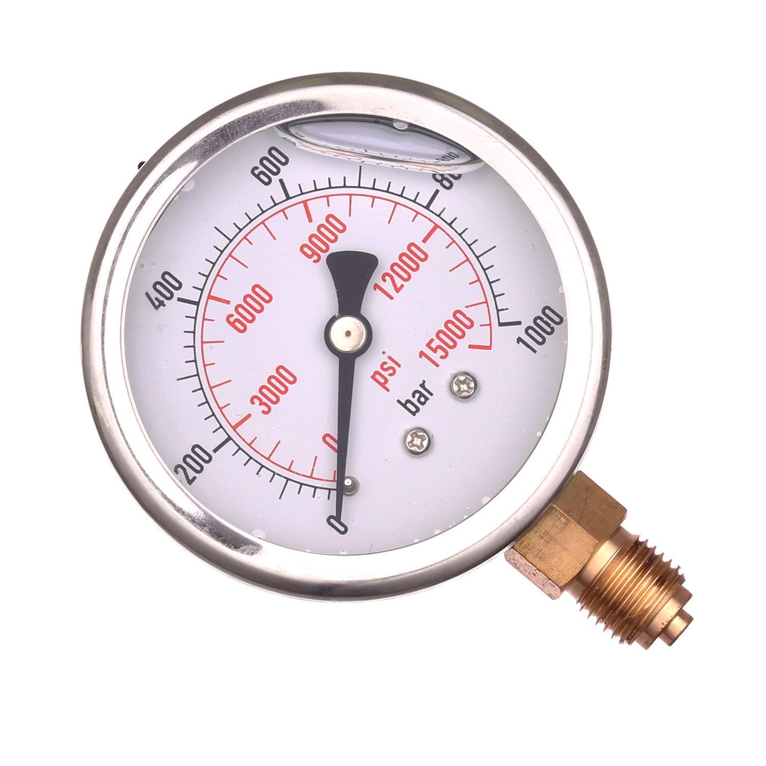 TC TECHNIC 63mm 0-1000 BAR 0-15000 PSI Edelstahl Manometer mit Glycerin-Füllung und Doppel-Skala PSI/BAR