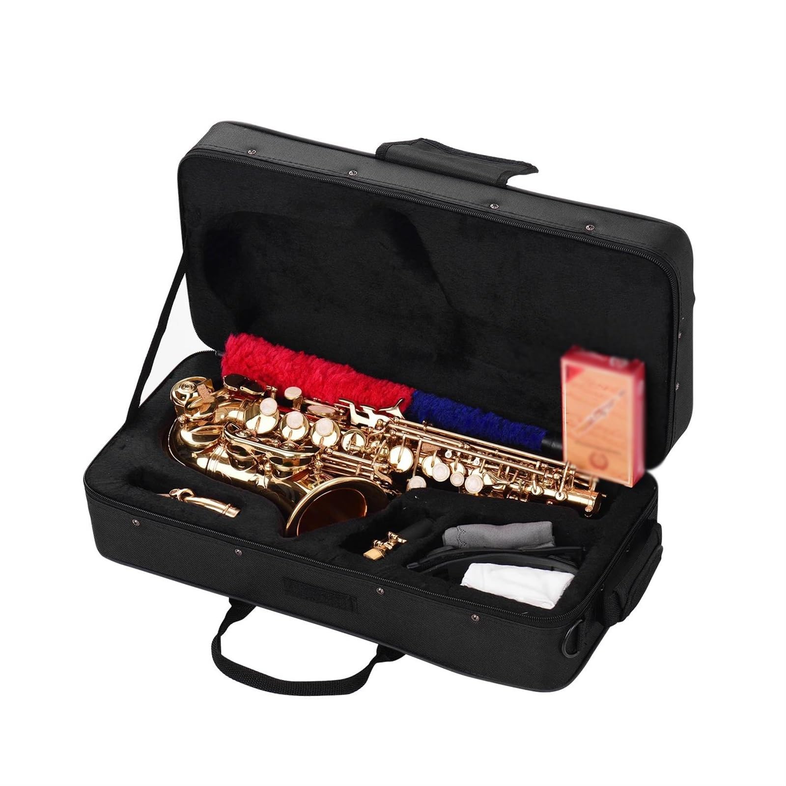Bb Saksofon Sopranowy Saksofon Materiał Mosiężny Złoty Lakier Instrument Powierzchniowy Z Rękawiczkami W Etui Szczotka Do Tkanin Pasek Z Trzciny profesjonalny Saksofon