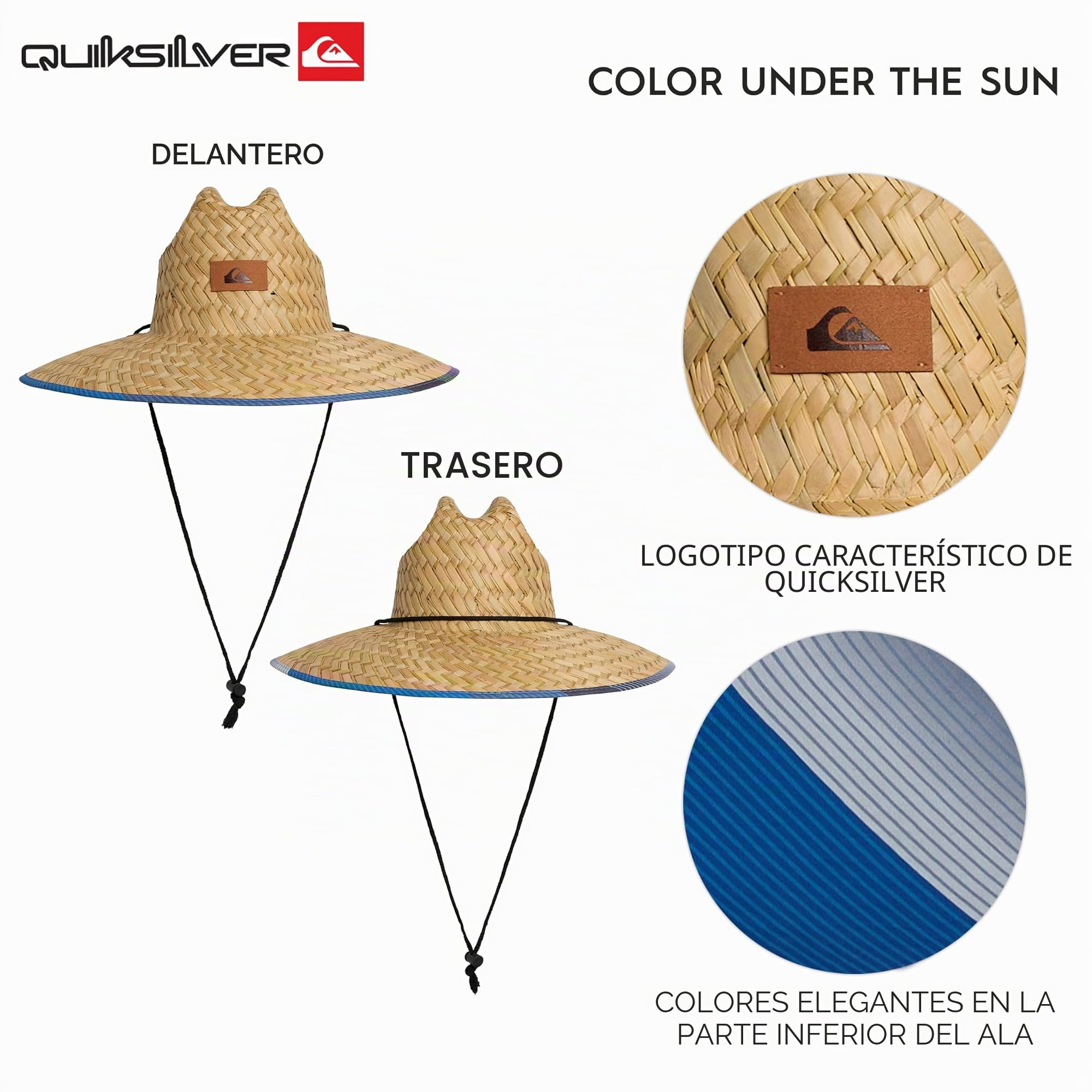 Quiksilver Wide Brim Outdoor Sun Protection Lifeguard Straw - Sombrero para el Sol Hombre