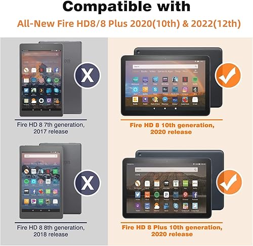 Miniatura 2 de AGPTEK Funda de teclado para Amazon Fire HD 8/8 Plus (versión 2020, 10ª y 2022, 12ª), con teclado Bluetooth inalámbrico desmontable