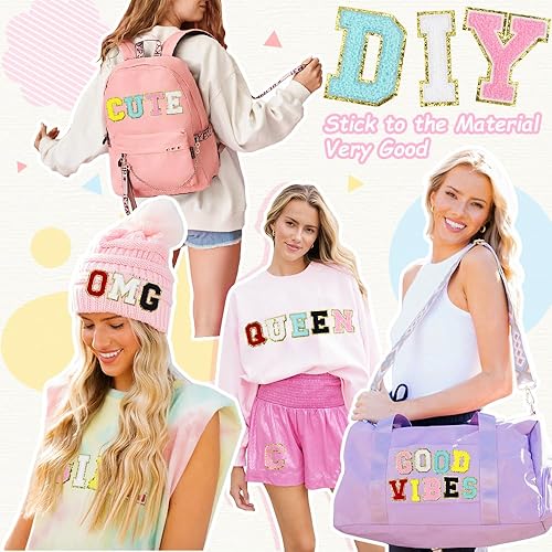 Miniatura 3 de Hekoola Parches de letras de felpilla para ropa, parches de chaqueta de letras, letras universitarias para planchar y coser para tela (6 piezas Y, 3