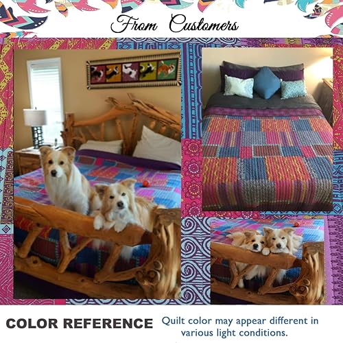 Vista 53 de Cozy Line Home Fashions - Juego de ropa de cama, edredón reversible 100% algodón, diseño floral campestre, tela de retazos, a cuadros, color rojo