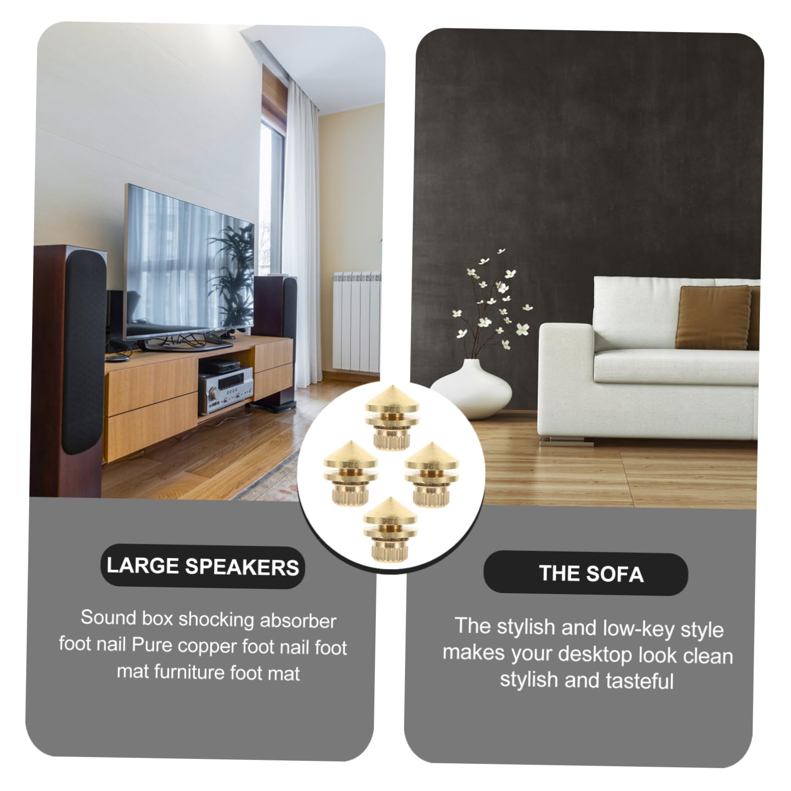 KOMBIUDA 4Pcs Shockproof Speaker Spikes Pads Copper Isolation Feet for Studio Speakers Durable Speaker Accessories for Enhanced Audio Experience for Home and Ktv Use