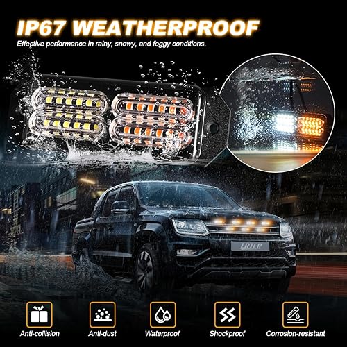 Miniatura 3 de 8 luces estroboscópicas de emergencia ultra delgadas de 24 LED para camiones, luz estroboscópica de advertencia de peligro de precaución con