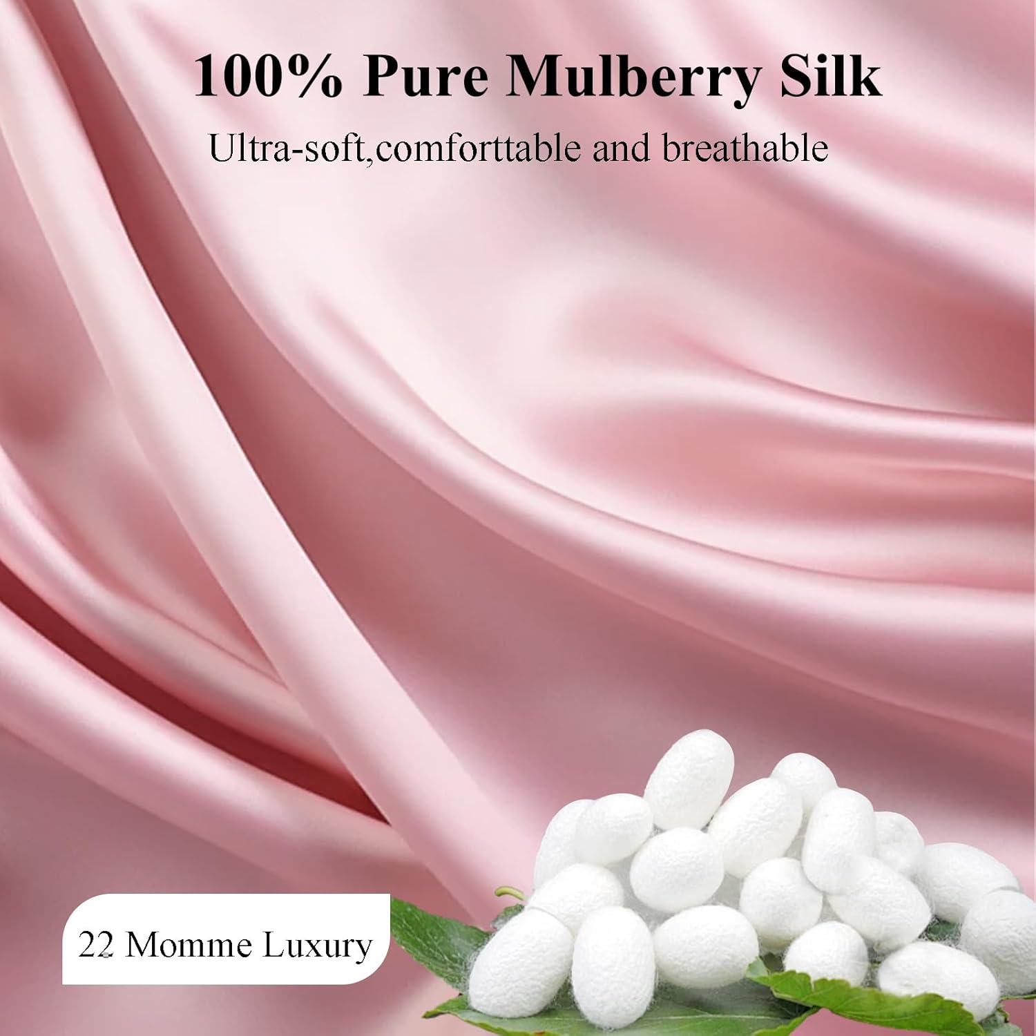 Silk Sleep Eye Mask - Women Men 100% Mulberry Blackout Blindfold Adjustable Sleeping Masks (Pink)