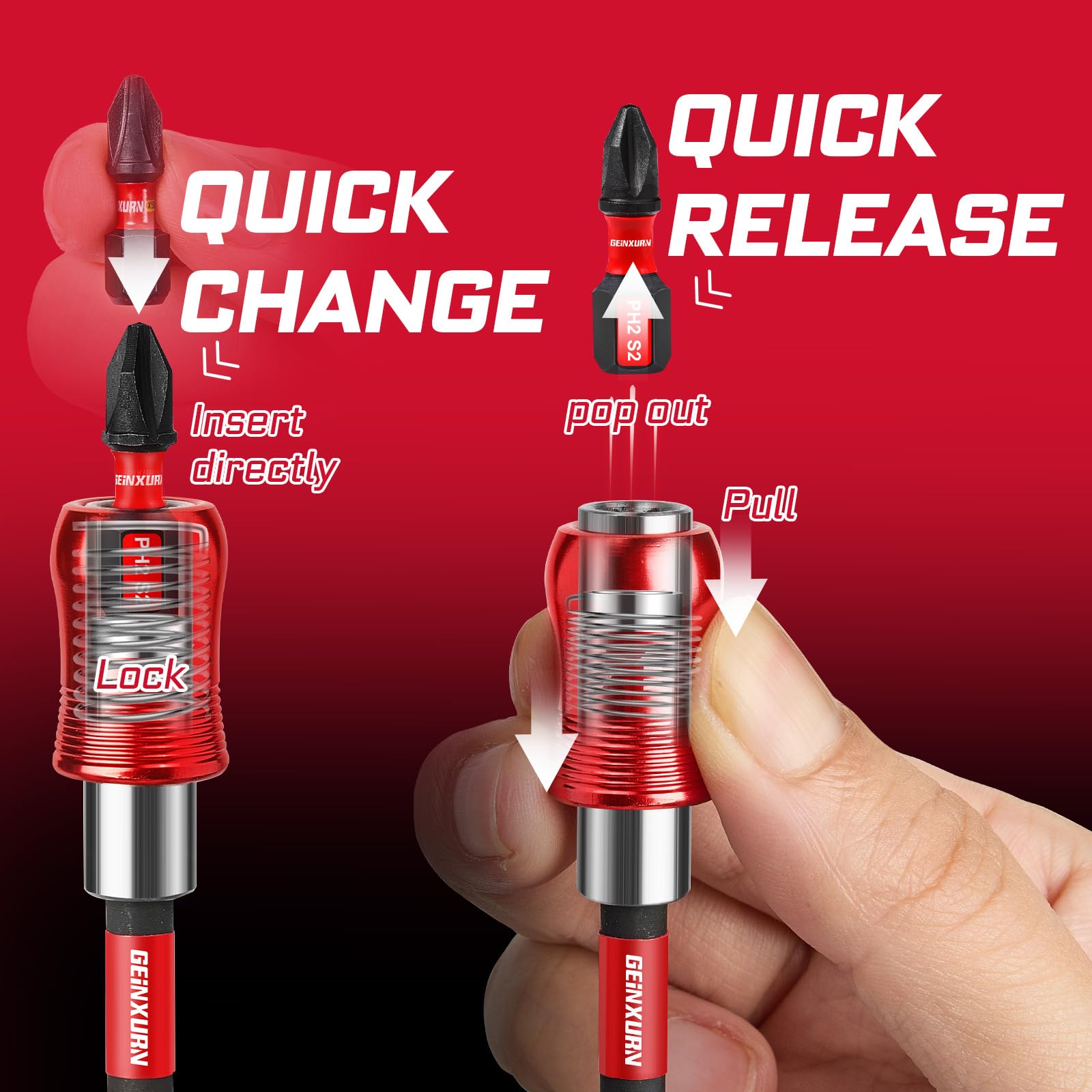 Geinxurn Impact Screwdriver Bit Holders - 3PC Set -6 Geinxurn Impact Screwdriver Bit Holders - 3PC Set -6
