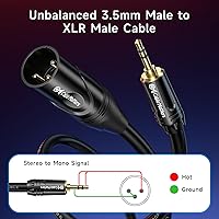 Vista 2 de Cable Matters cable de 3.5 mm a XLR - 3.05 m, cable XLR macho a macho a 1/8 pulgadas, compatible con iPod, reproductor de MP3, portátil, grabadora