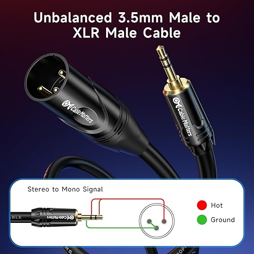 Cable Matters 3.5mm a XLR 3ft Macho a Macho Negro miniatura 2