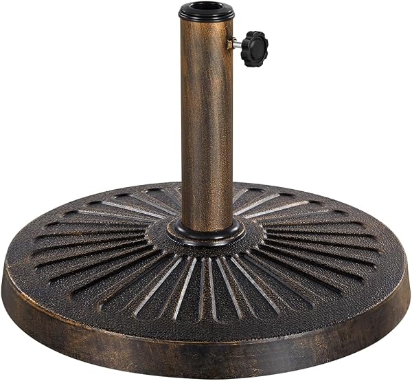 Yaheetech Pied de Parasol 12 kg Lestage pour Parasols en Résine et Fer pour Terrasse, Piscine, Patio, Jardin, Restaurant Bronze Φ46×33 cm - 1