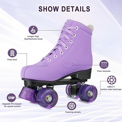 Miniatura 3 de Hurber XUDREZ - Patines de ruedas de piel sintética de doble fila para mujer
