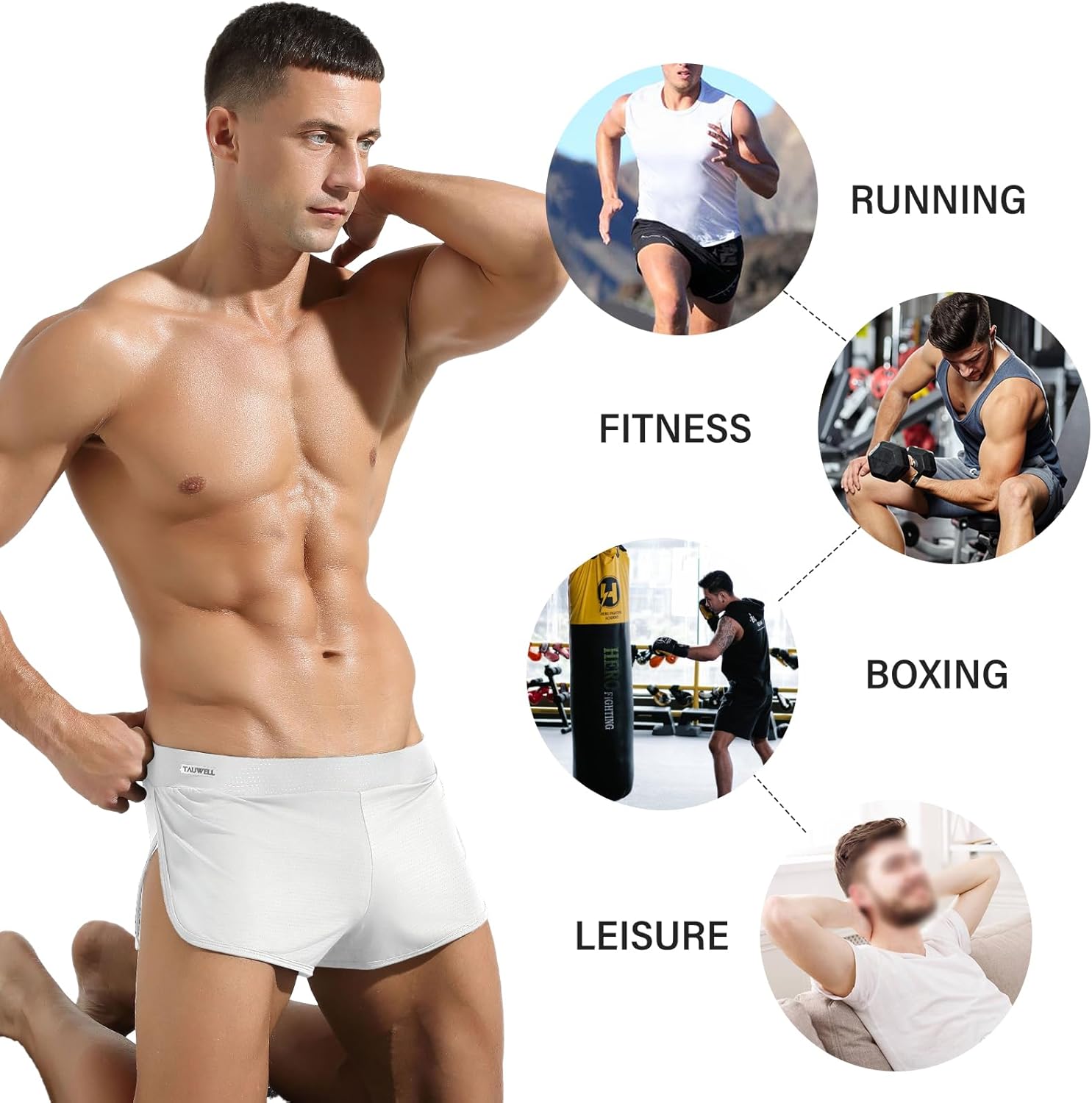 Mens Mesh Shorts 3 Inch Inseam Gym Running Sweat Shorts Jockstrap Large Split Sides - Image 5