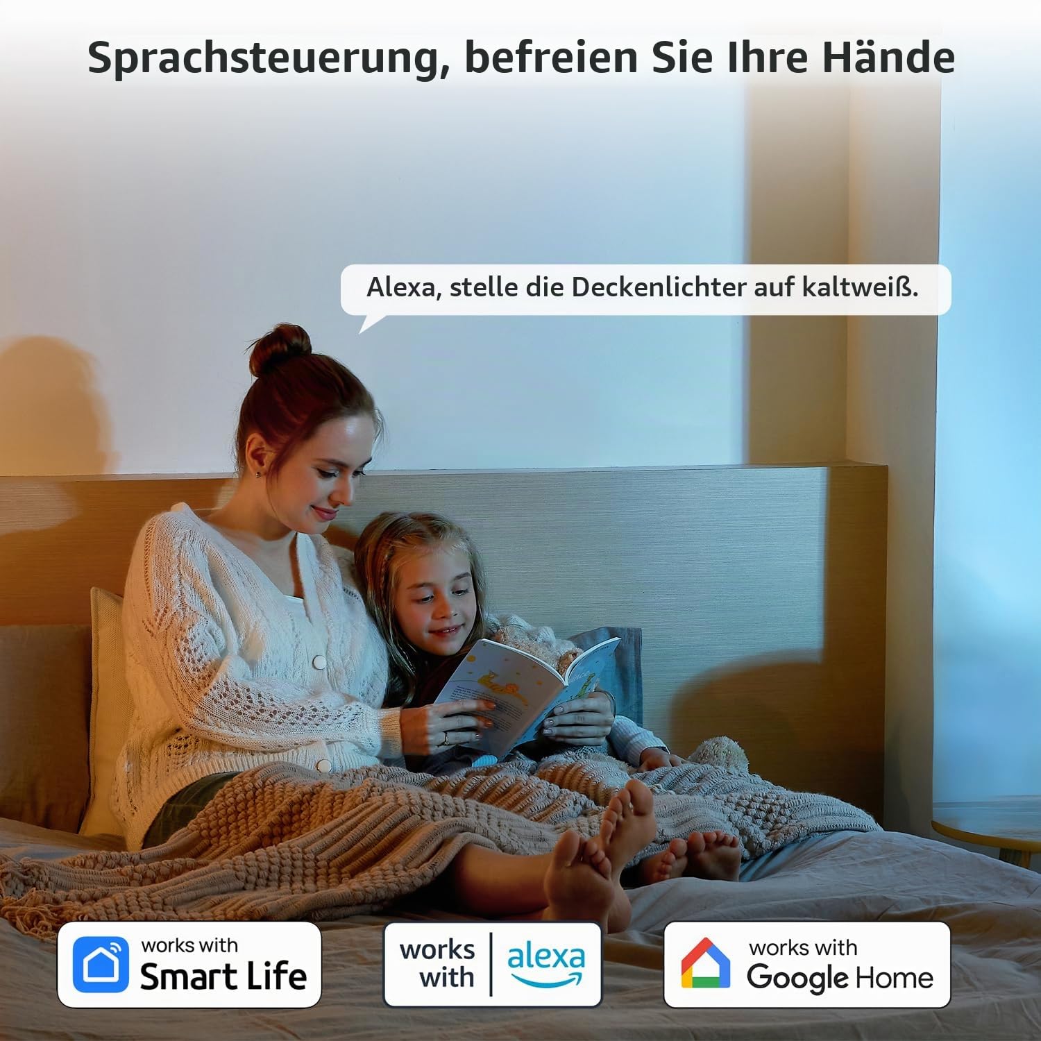 Smart WiFi Wohnzimmer Lampe Decke Kompatibel für Alexa & Google Home, Φ88cm Schlafzimmerlampe Modernes Blumen Design, Dimmbar, Speicherfunktion, Led Deckenleuchte für Schlafzimmer, Weiß
