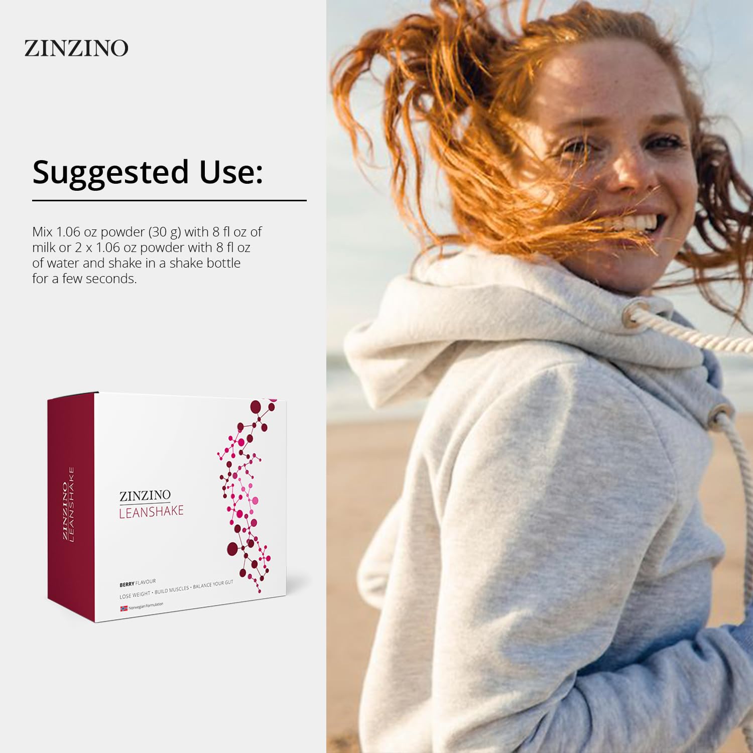 Amazon.com: Zinzino - LeanShake Berry Whey Protein Powder, Portion