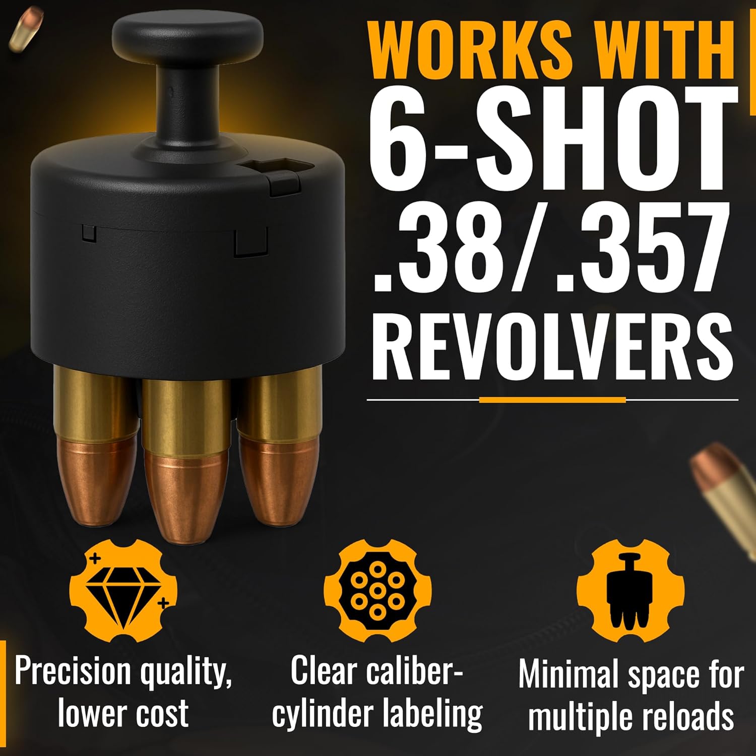 38 Special Speed Loader - 357 Magnum SpeedLoader for 6-Shot Revolvers - 18 Round High Capacity 2-in-1 Reload Tool-Fits Kimber K6S, S&W K-Frame, Taurus 65,66 & More.